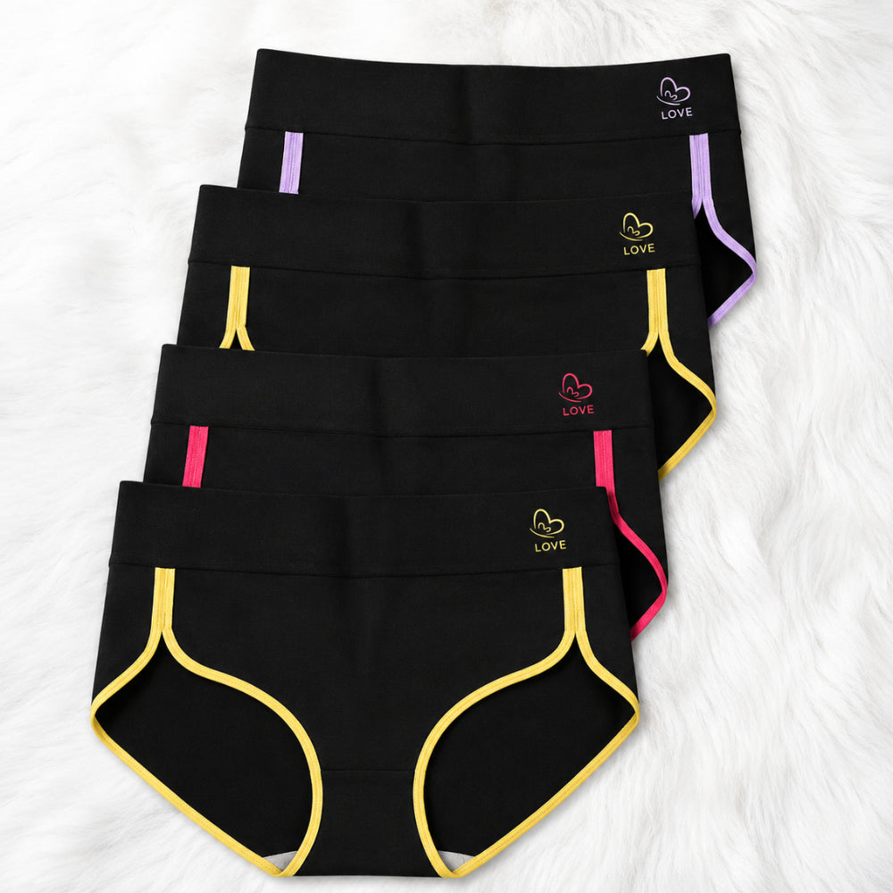 4-Pack Plus Size Printed Mid Waist Panties