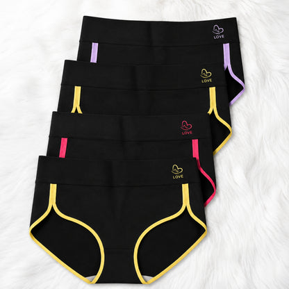 4-Pack Plus Size Printed Mid Waist Panties