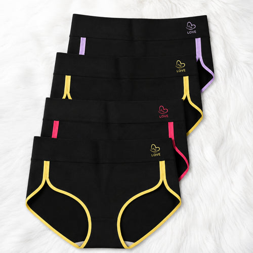 4-Pack Plus Size Printed Mid Waist Panties