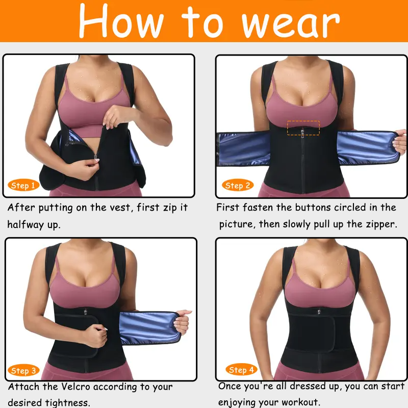 Women’s Waist Trainer Vest with Zipper – Compression Sauna Shapewear