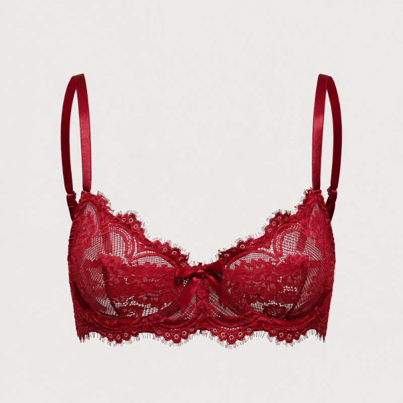 French Lace Underwire Push-Up Bra – Breathable Full Coverage Comfort