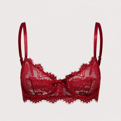 French Lace Underwire Push-Up Bra – Breathable Full Coverage Comfort