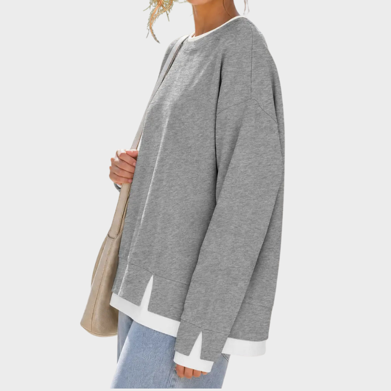 Layered Crew Neck Oversized Sweatshirt