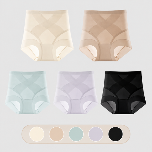 High-Waisted Cross-Front Tummy Control Invisible Briefs