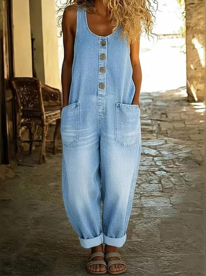 Vintage Wide Leg Denim Overalls