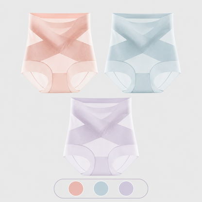 High-Waisted Cross-Front Tummy Control Invisible Briefs