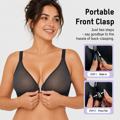 Front Closure Mesh Support Bra