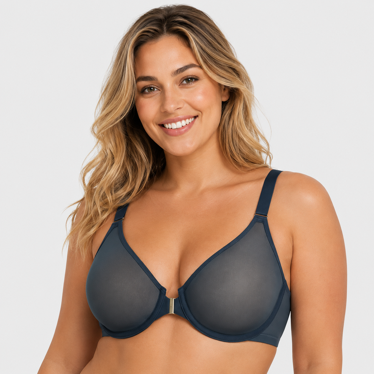 Front Closure Mesh Support Bra