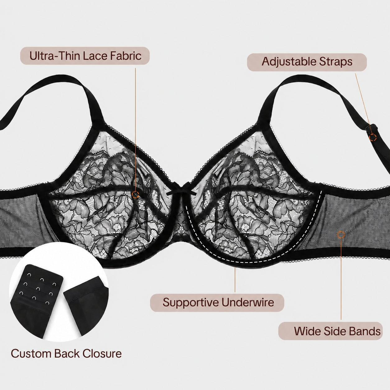 Full Coverage Lace Minimizer Bra - Petal