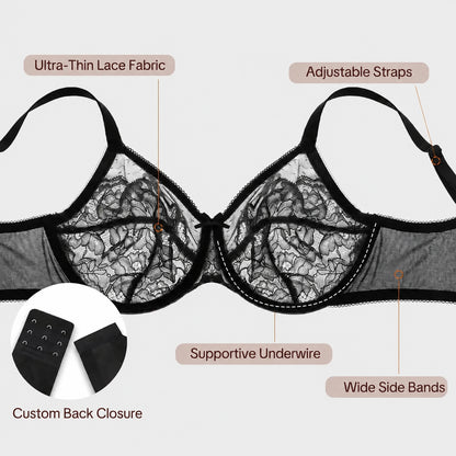 Full Coverage Lace Minimizer Bra - Petal