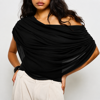 Draped Asymmetric Off-Shoulder Top