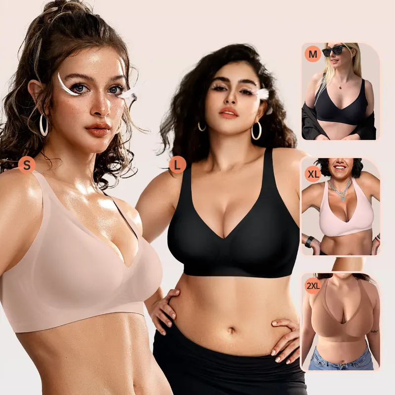 Seamless Deep V Push-Up Wireless Bra