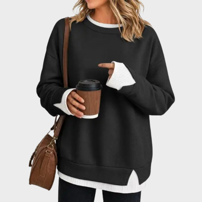 Layered Crew Neck Oversized Sweatshirt