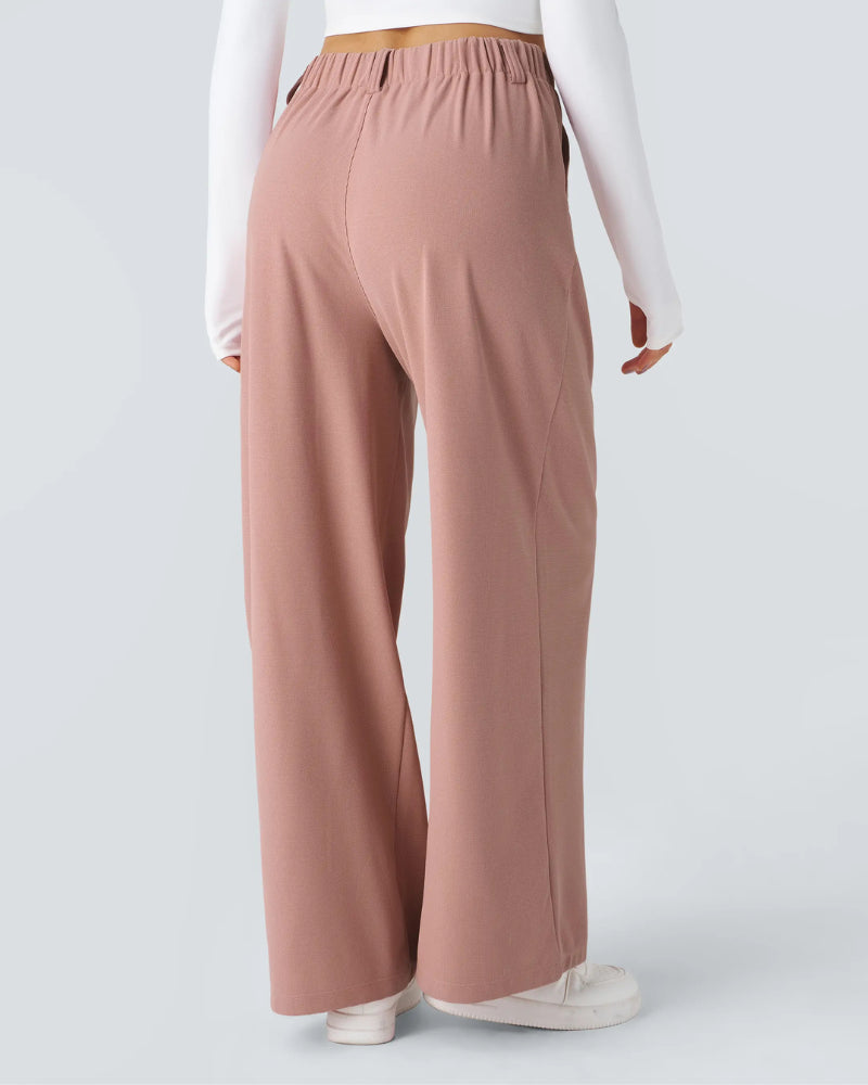 High Waisted Pocket Wide Leg Waffle Pants
