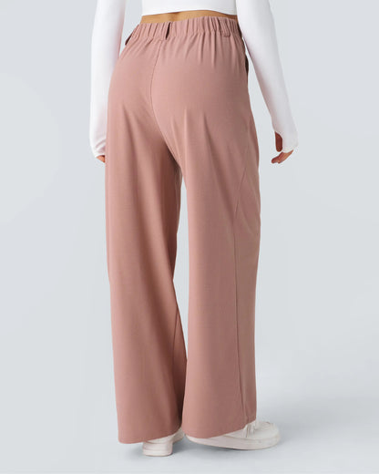 High Waisted Pocket Wide Leg Waffle Pants