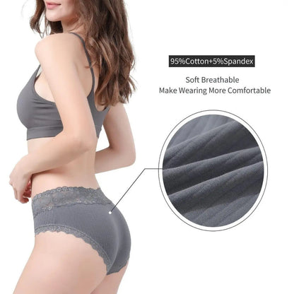 6-Pack Cotton Lace Bikini Panties S-XXL