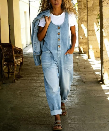 Vintage Wide Leg Denim Overalls