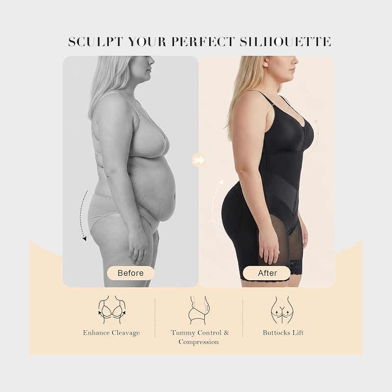 Women’s V-Shaped Colombian Faja Shapewear with Tummy Control & Zipper