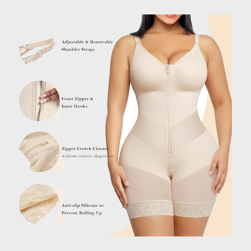 Women’s V-Shaped Colombian Faja Shapewear with Tummy Control & Zipper