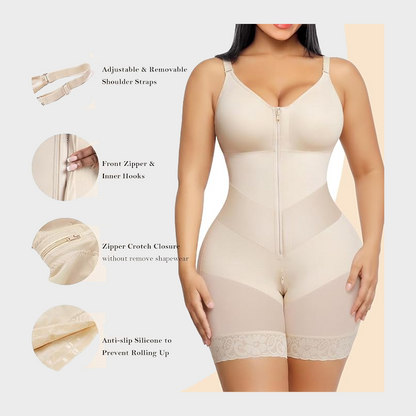 Women’s V-Shaped Colombian Faja Shapewear with Tummy Control & Zipper