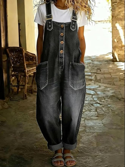 Vintage Wide Leg Denim Overalls