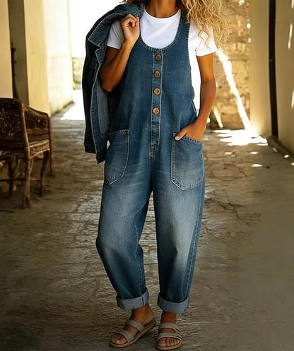 Vintage Wide Leg Denim Overalls