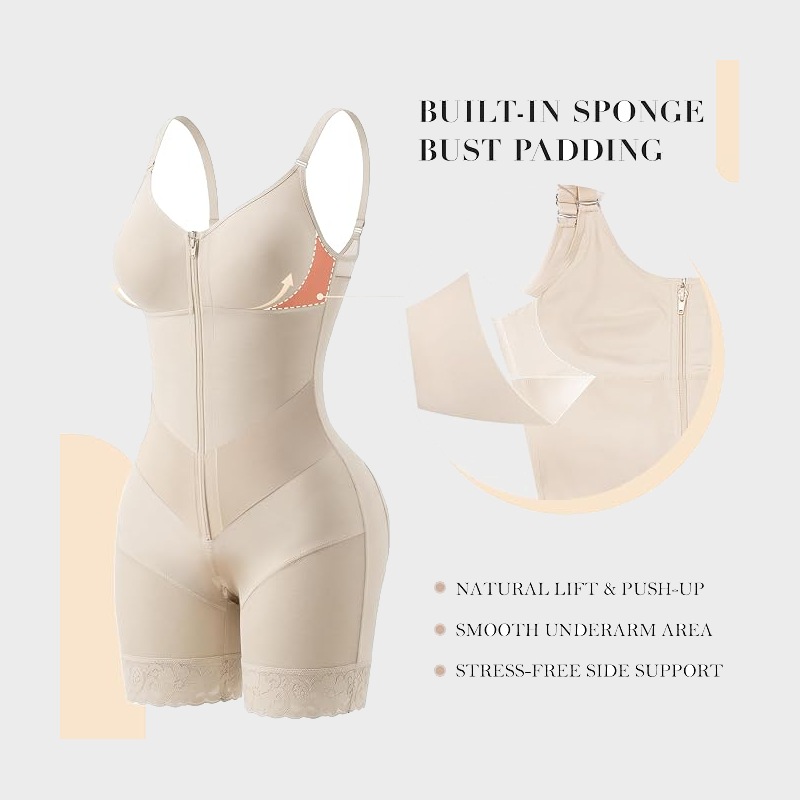 Women’s V-Shaped Colombian Faja Shapewear with Tummy Control & Zipper