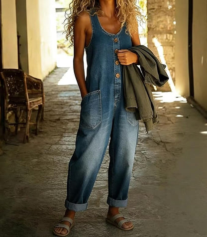 Vintage Wide Leg Denim Overalls