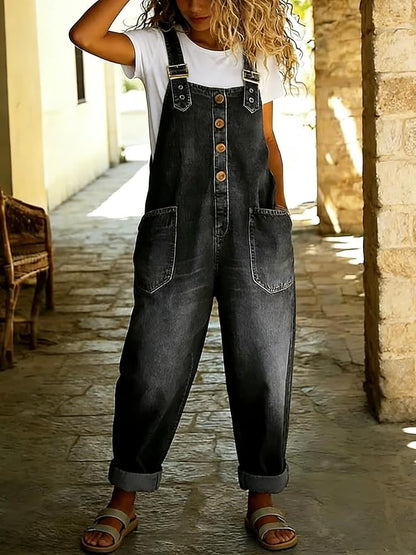 Vintage Wide Leg Denim Overalls