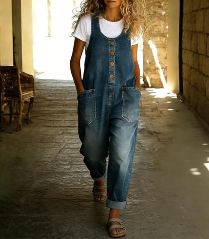 Vintage Wide Leg Denim Overalls