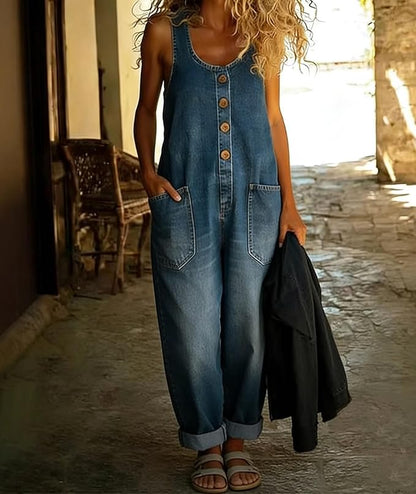 Vintage Wide Leg Denim Overalls