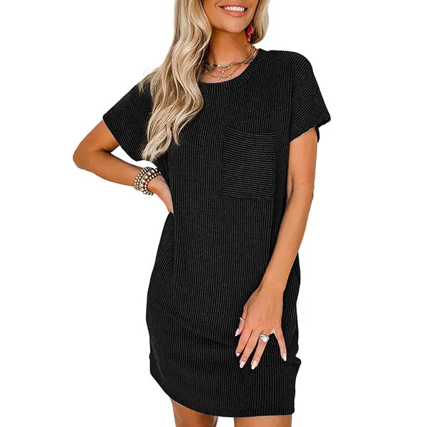 Slim Fit Striped Ribbed Mini Dress
