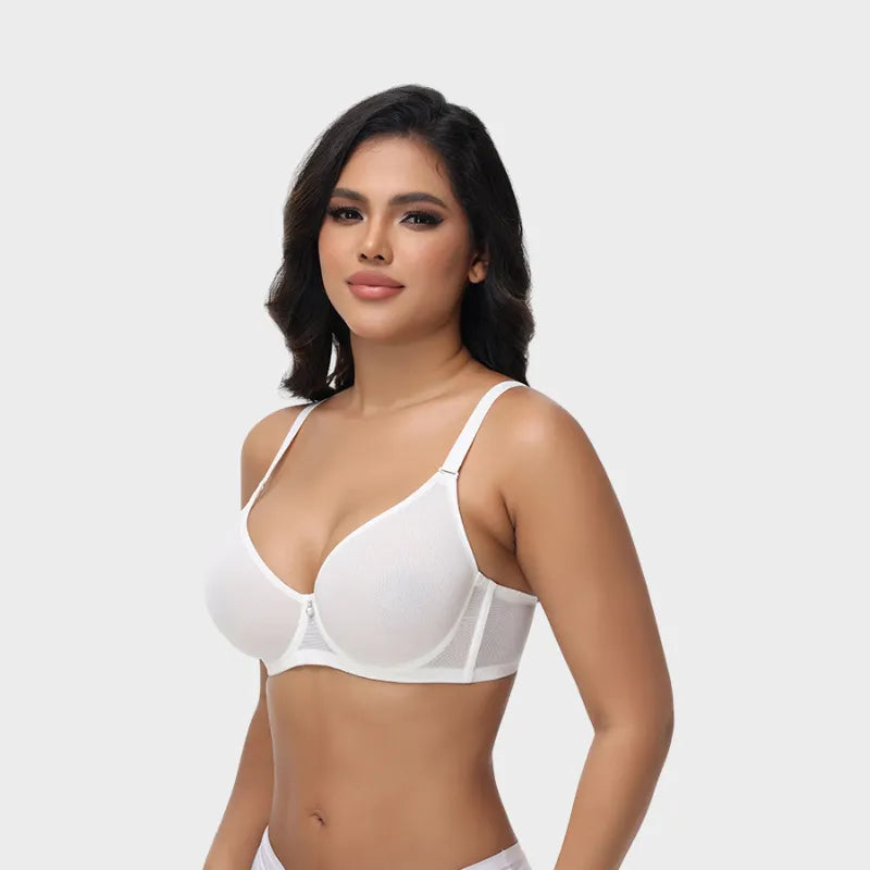 Plus Size Sheer Mesh Halter Underwire Bra