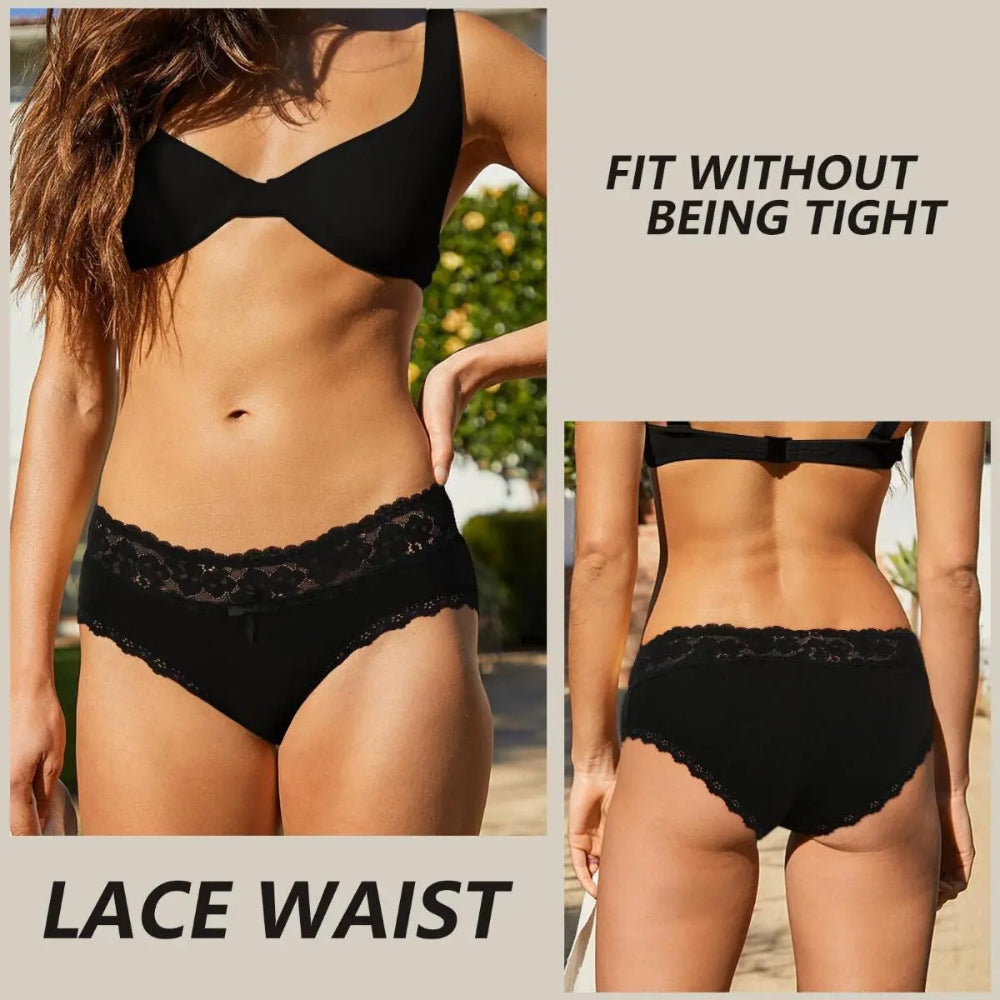 6-Pack Cotton Lace Bikini Panties S-XXL