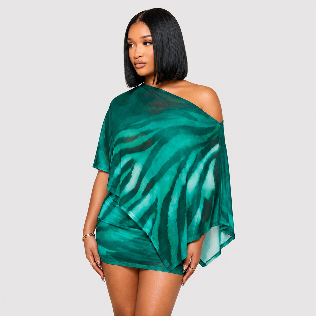 Tiger Pattern Sheer Skirt Set