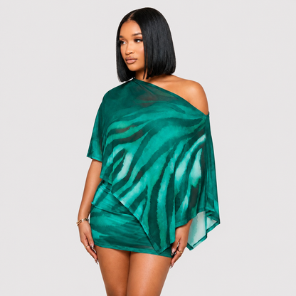 Tiger Pattern Sheer Skirt Set