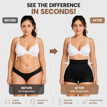 High-Waisted Lace Mesh Shapewear Panties