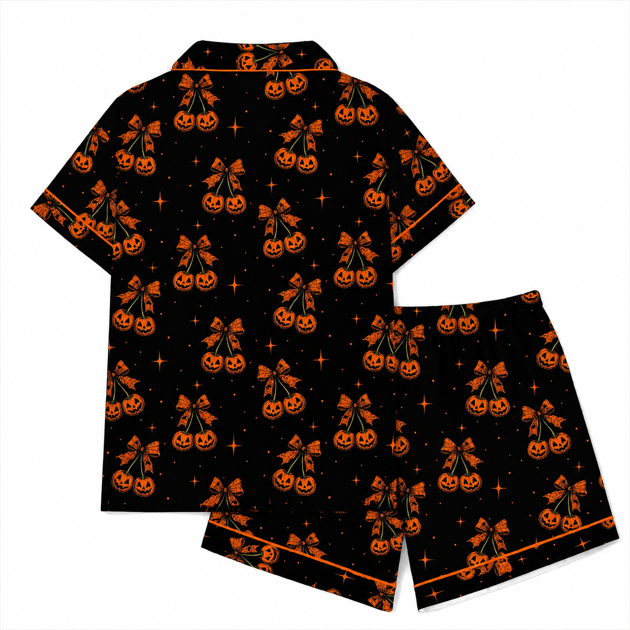 Halloween Pajamas Women Button Short Sleeve Tops Matching Cute Shorts Fall Pjs Sets