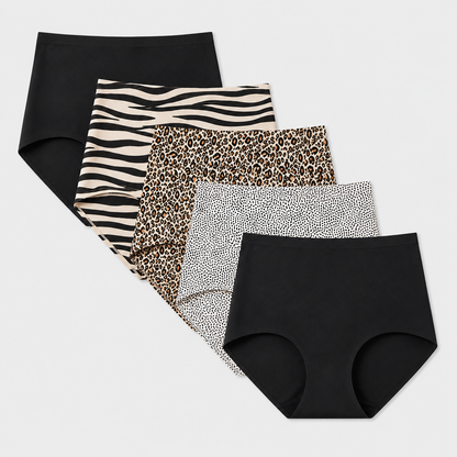 High-Waisted Seamless No Show Briefs (5-Pack)