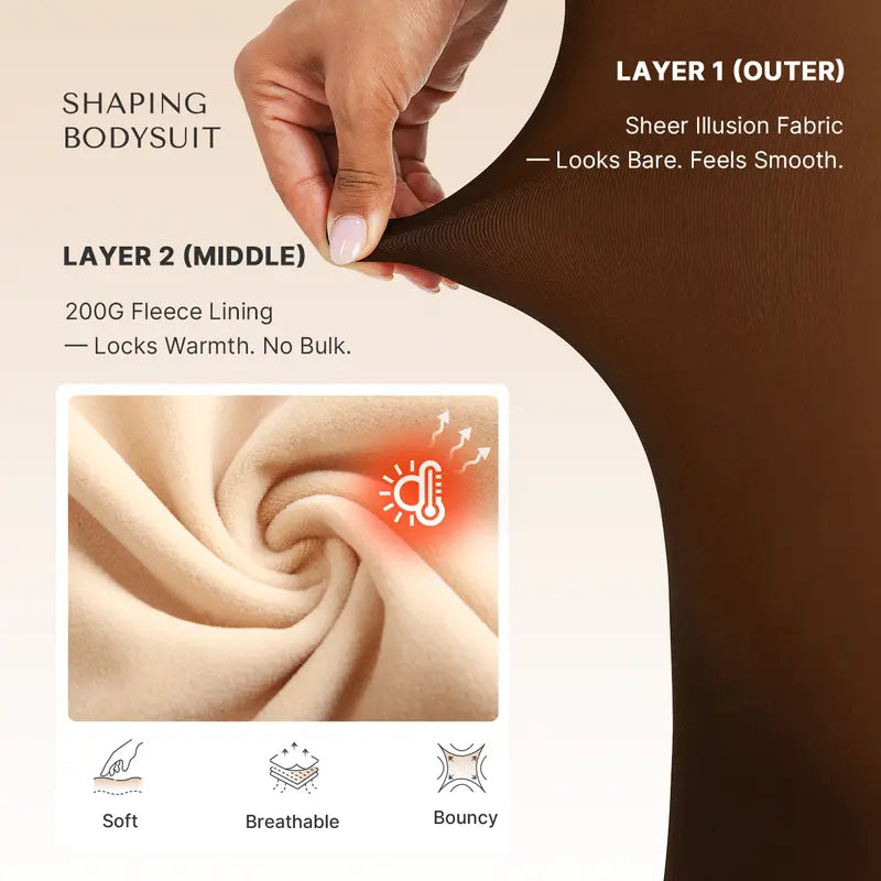 Fleece-Lined Sheer Tummy Control Tights