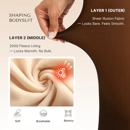 Fleece-Lined Sheer Tummy Control Tights