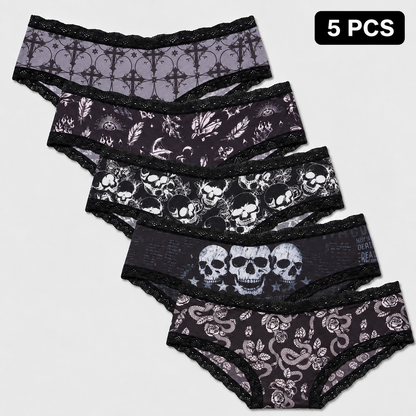 Halloween Lace-Trim Printed Mid-Rise Brief Panties