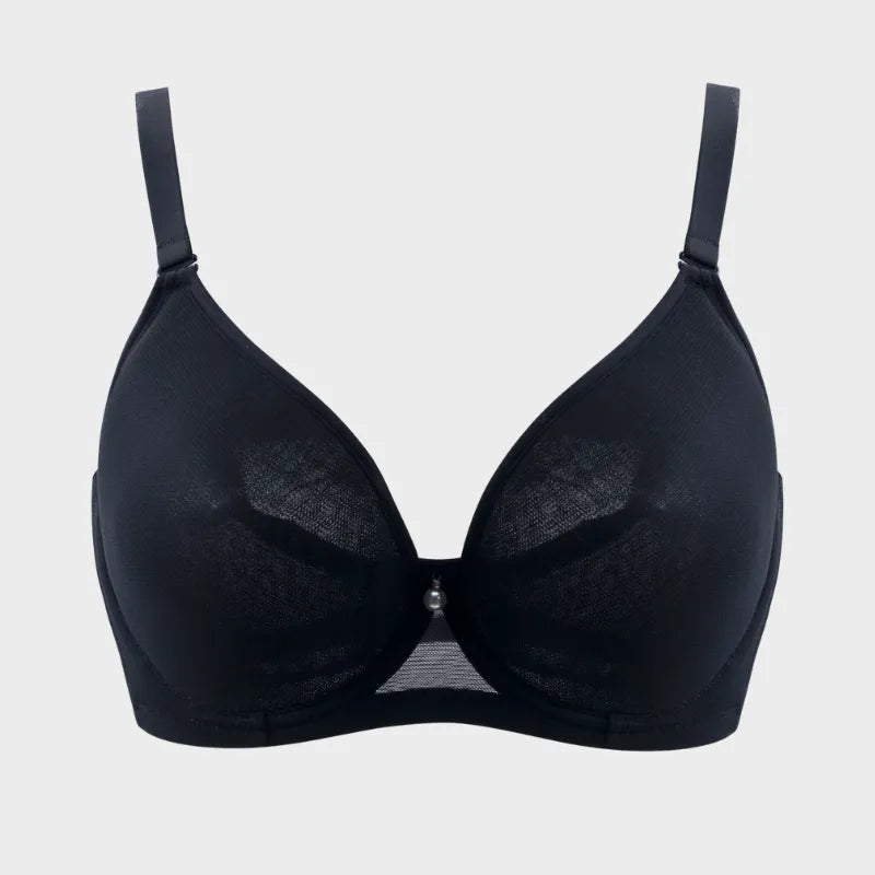 Plus Size Sheer Mesh Halter Underwire Bra