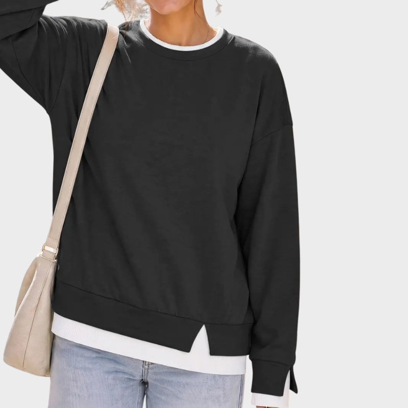 Layered Crew Neck Oversized Sweatshirt