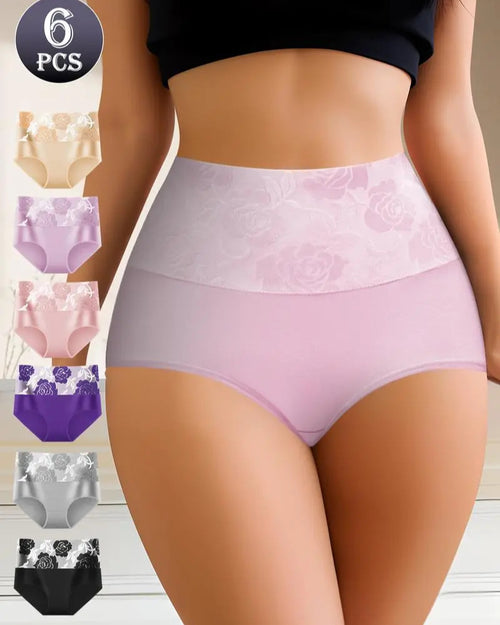 6-Pack High Waist Cotton Tummy Control Briefs S-2XL