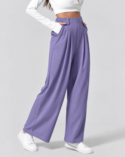 High Waisted Pocket Wide Leg Waffle Pants