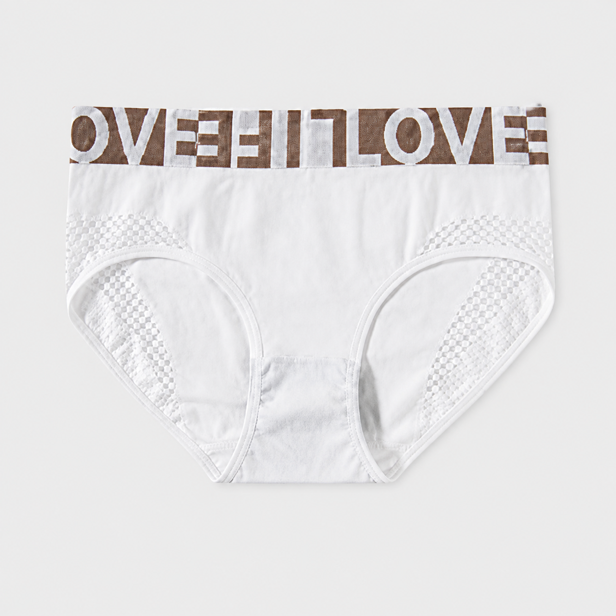 Grid Cutout Wide-Waistband Panties