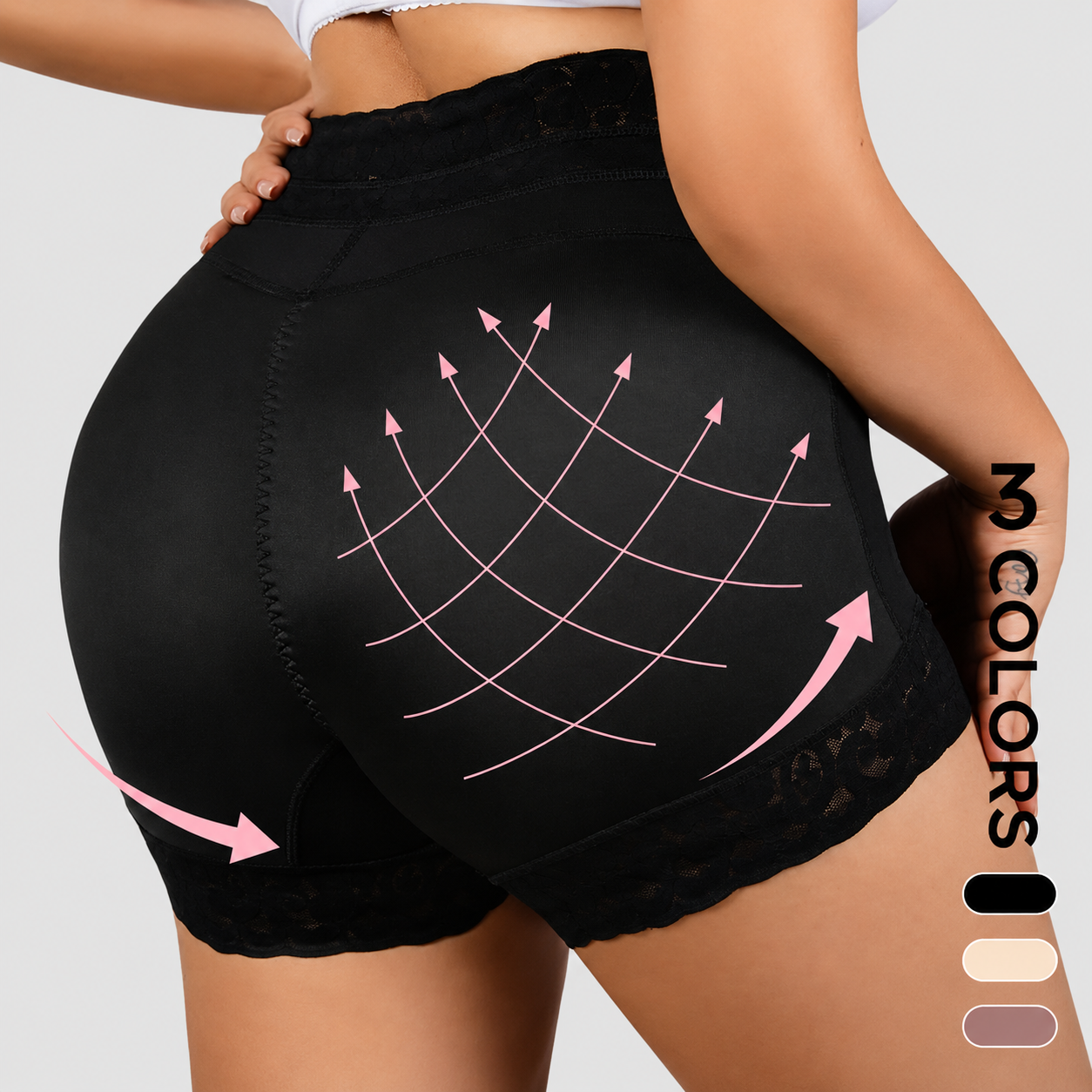 High-Waisted Lace Mesh Shapewear Panties