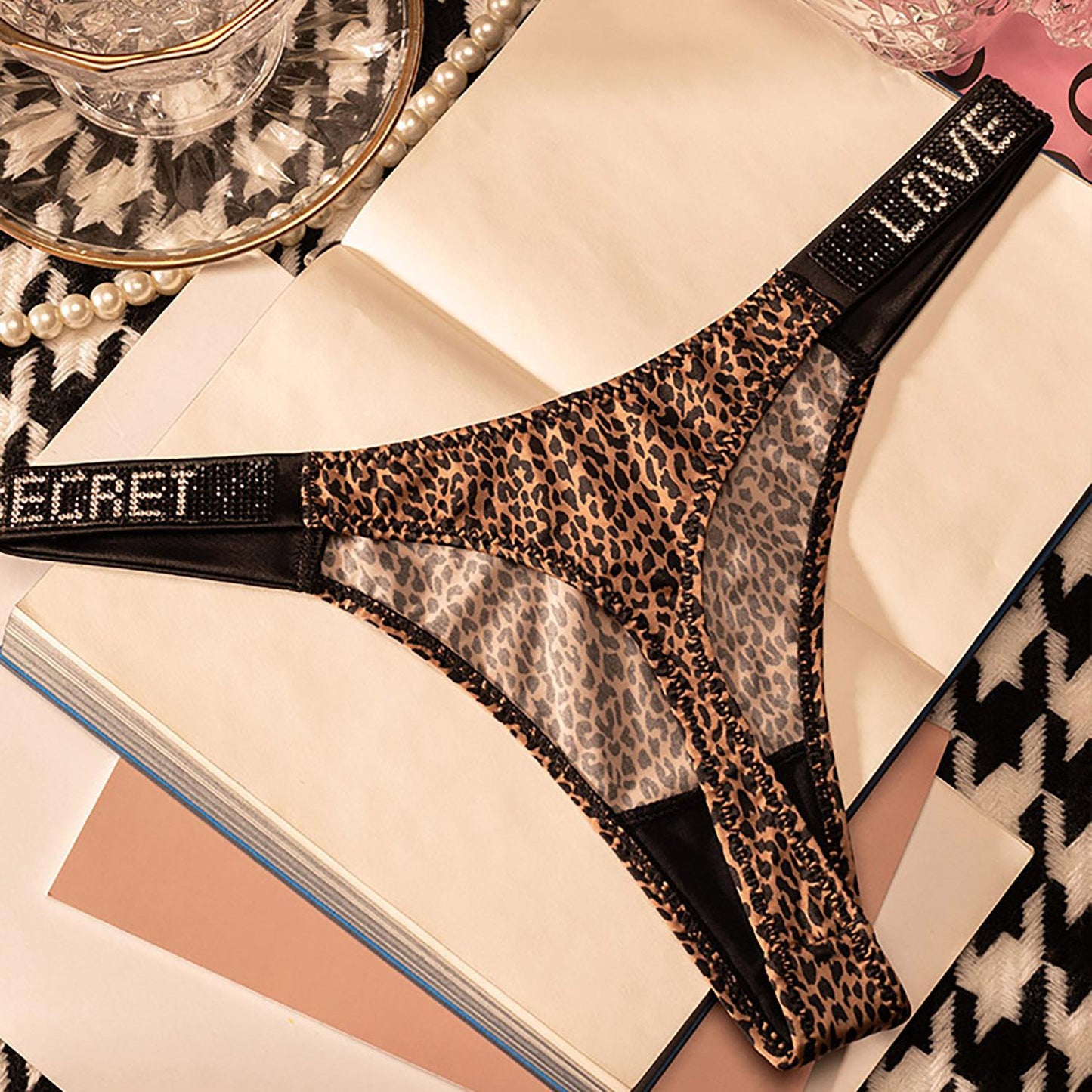 5-Pack Rhinestone Low-Rise Thong Panties