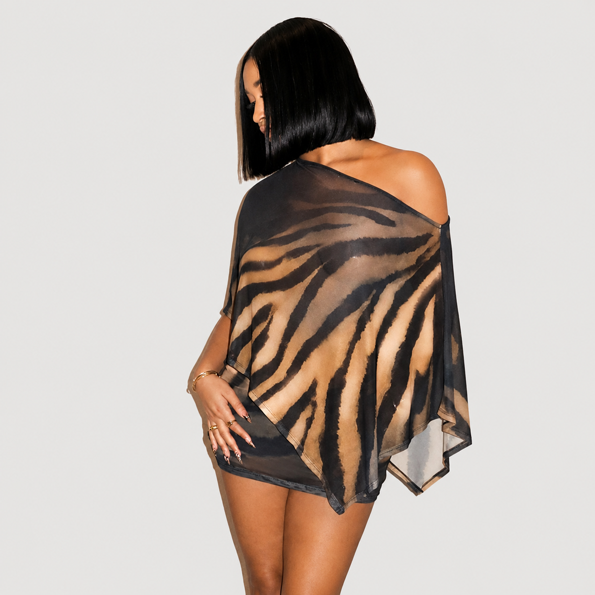 Tiger Pattern Sheer Skirt Set
